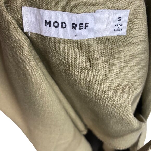 Mod Ref Sage Green Linen Jumpsuit Crop Wide Leg Overalls Womens Relaxed Fit - Picture 10 of 11